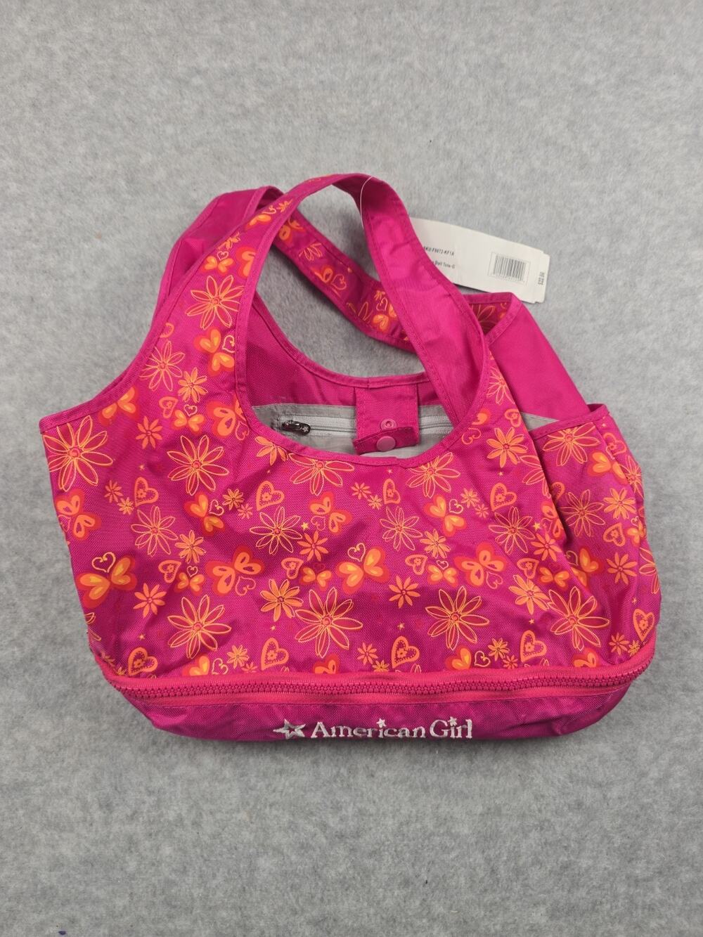 American Girl Two Doll Tote Bag Pink Floral Butterfly Carrier Purse NWT